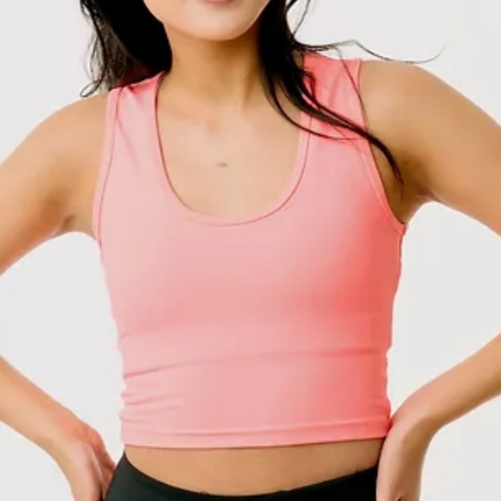 EUC ZYIA Active Flamingo Stronger cropped tank top shirt